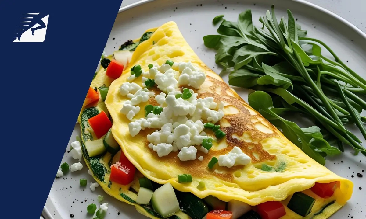 Omelett mit Gemüse und Hüttenkäse