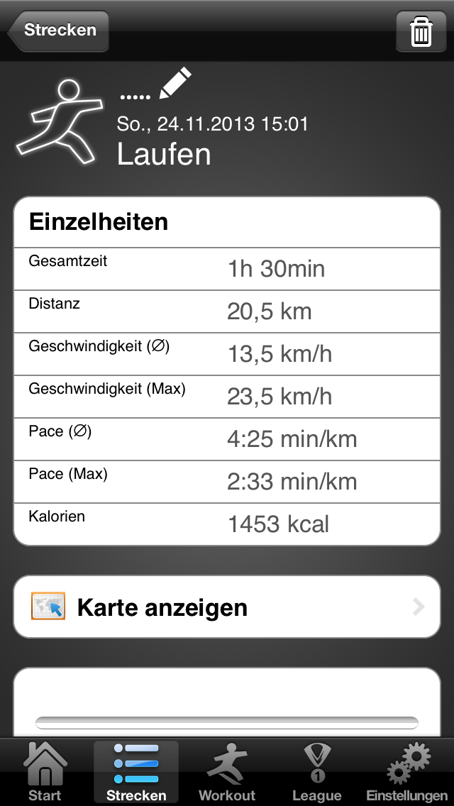 SmartRunner: Screenshot der Statistiken