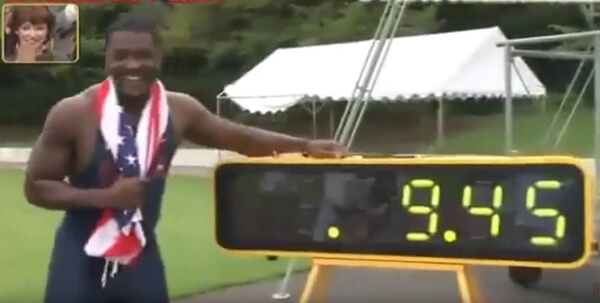 Justin Gatlin hat bei einem Show-Event den Weltrekord pulverisiert. Foto (C) Youtube