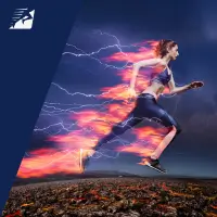 Eine Frau, die schnell läuft.