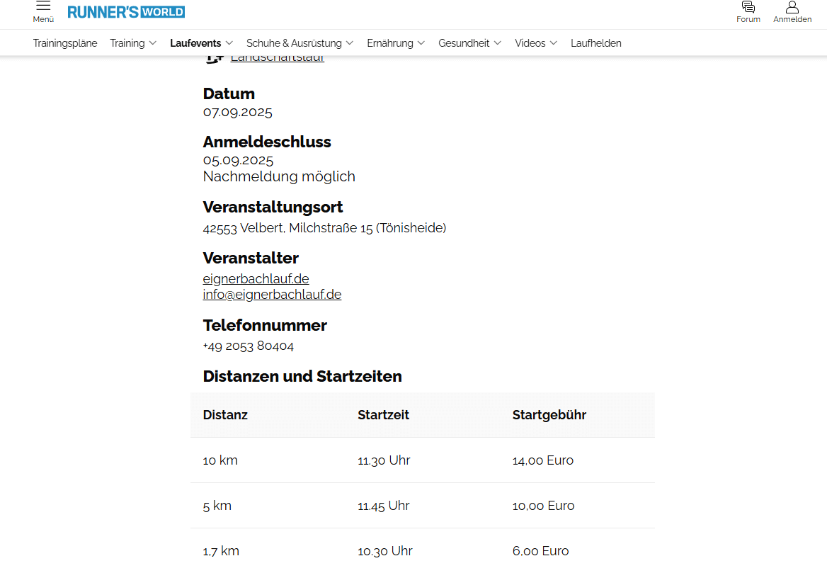 Der Kalender von Runnersworld ist gut und vielseitig. Eine gute Alternative zu HDsports.