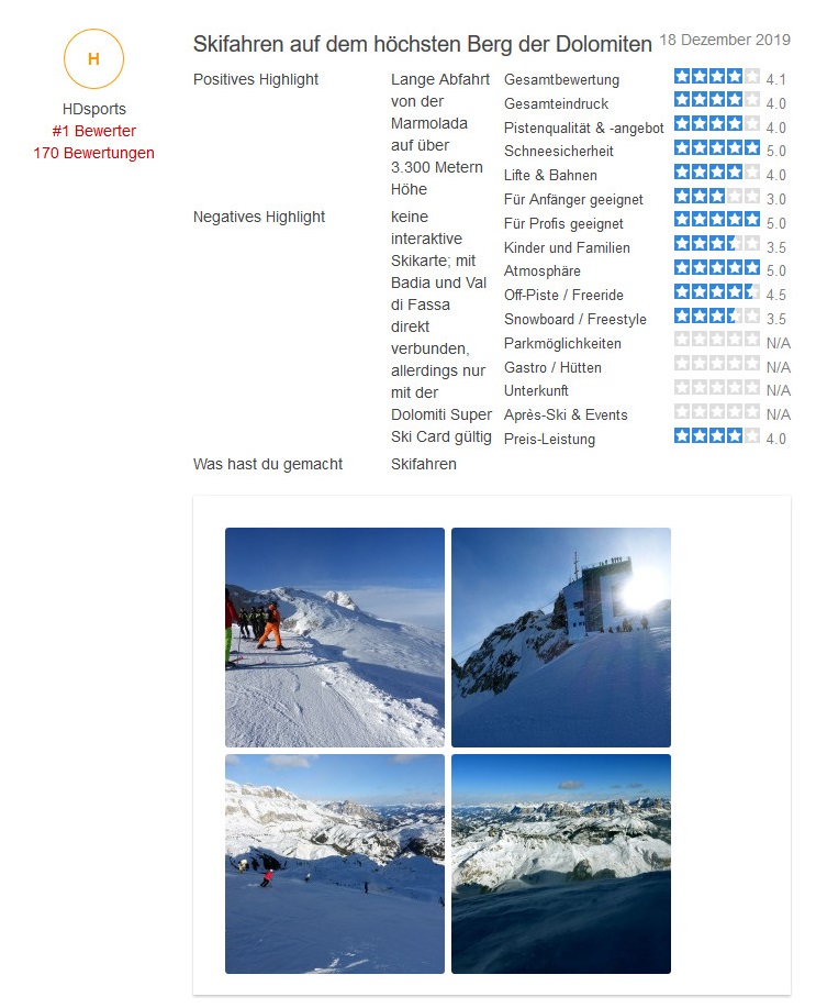 Bewertung Arabba Marmolada