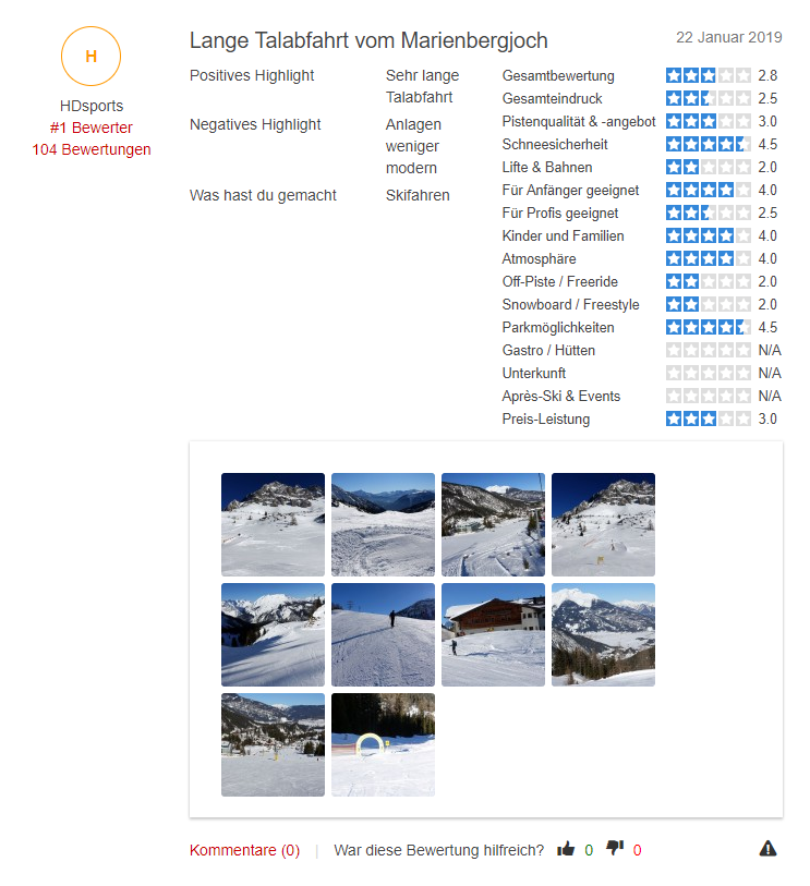 Skigebiet Biberwier - Bewertung