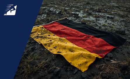 Deutschland Flagge liegt am Boden im Dreck