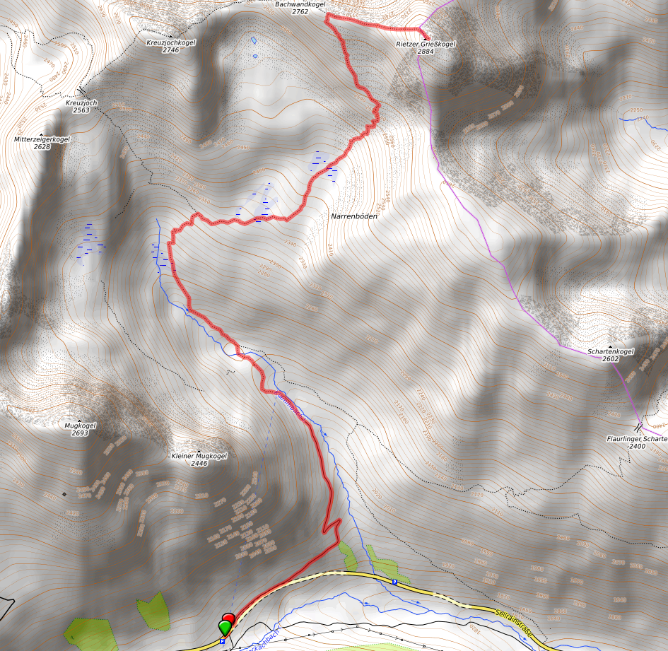 Strecke Rietzer Grießkogel - Normalweg aus dem Kühtai