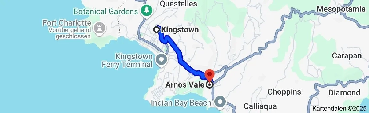 Route von Kingston nach Arnos Vale