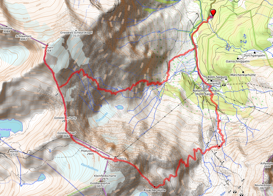 Hoher Sonnblick - Hocharn: Strecke / Karte