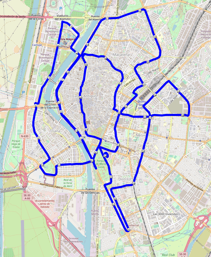Sevilla Marathon Streckenplan