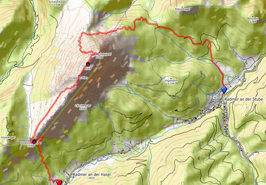 Strecke Lugauer Überschreitung