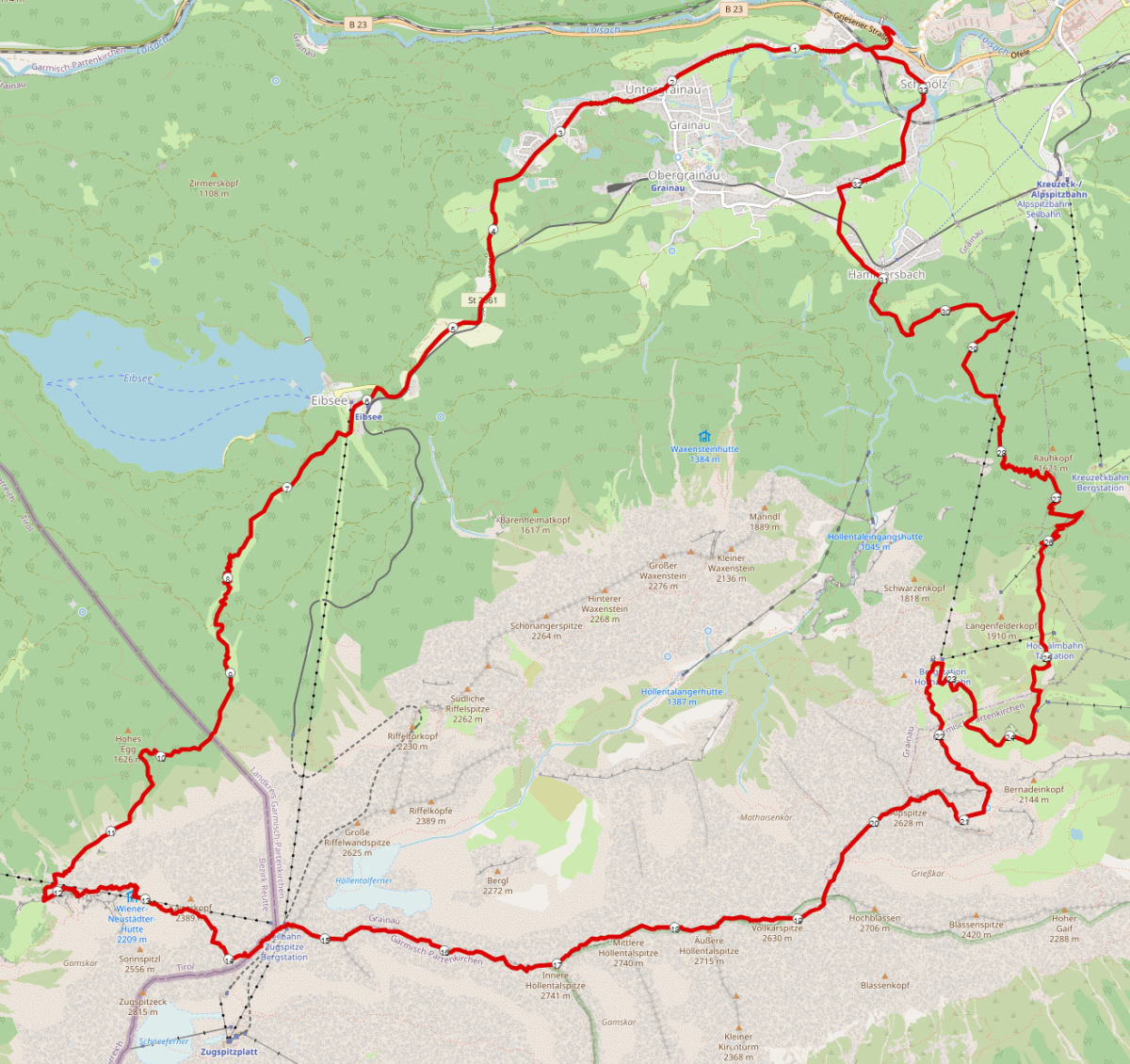Strecke Jubiläumsgrat Zugspitze by fair means