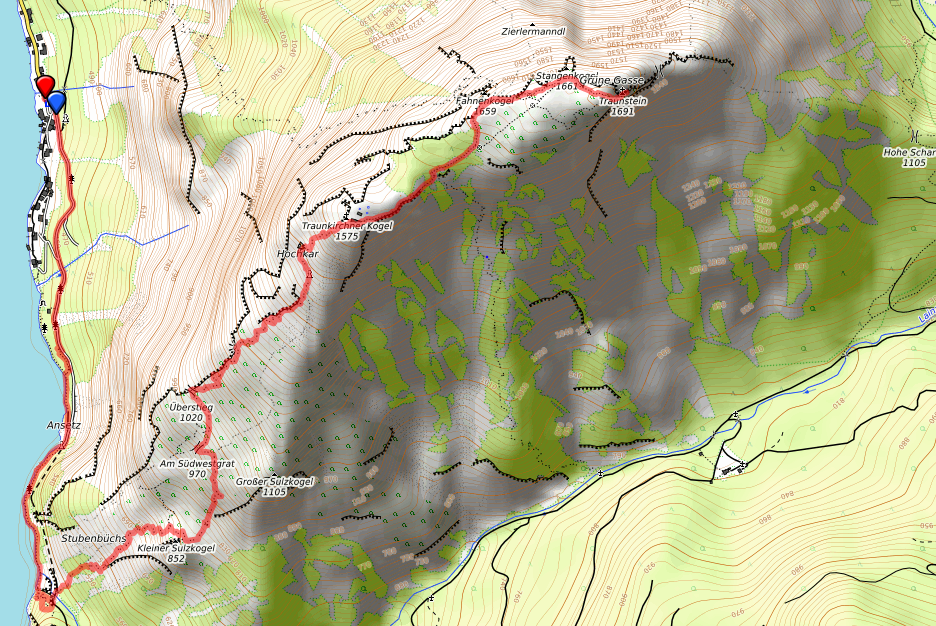 Route bzw. Strecke Naturfreundesteig Traunstein
