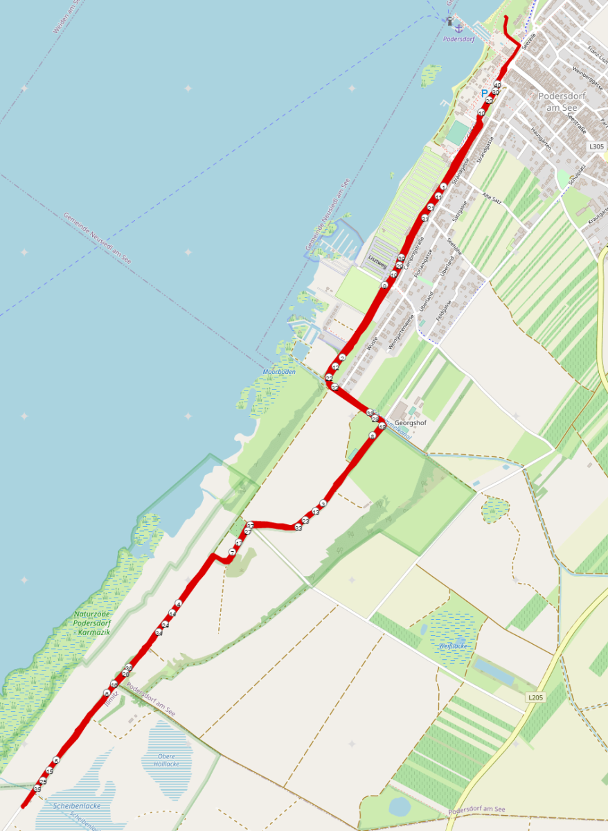 Marathon-Laufstrecke Triathlon Podersdorf
