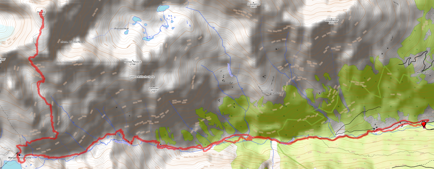Route bzw. Strecke Petzeck