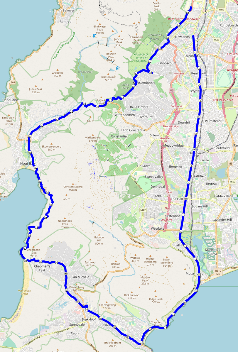 Two Oceans Marathon Streckenverlauf