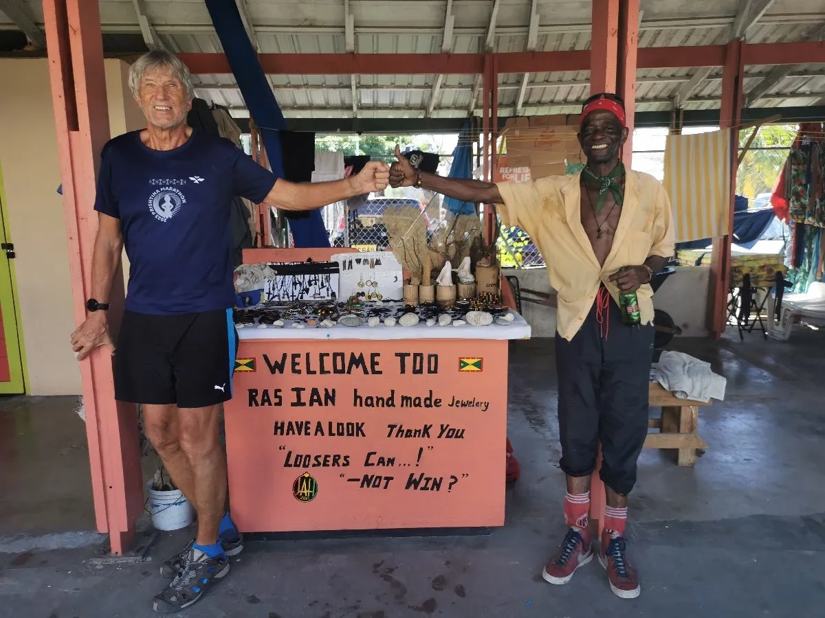 Der Autor mit Ian Ras, Grand Anse Bech, Grenada