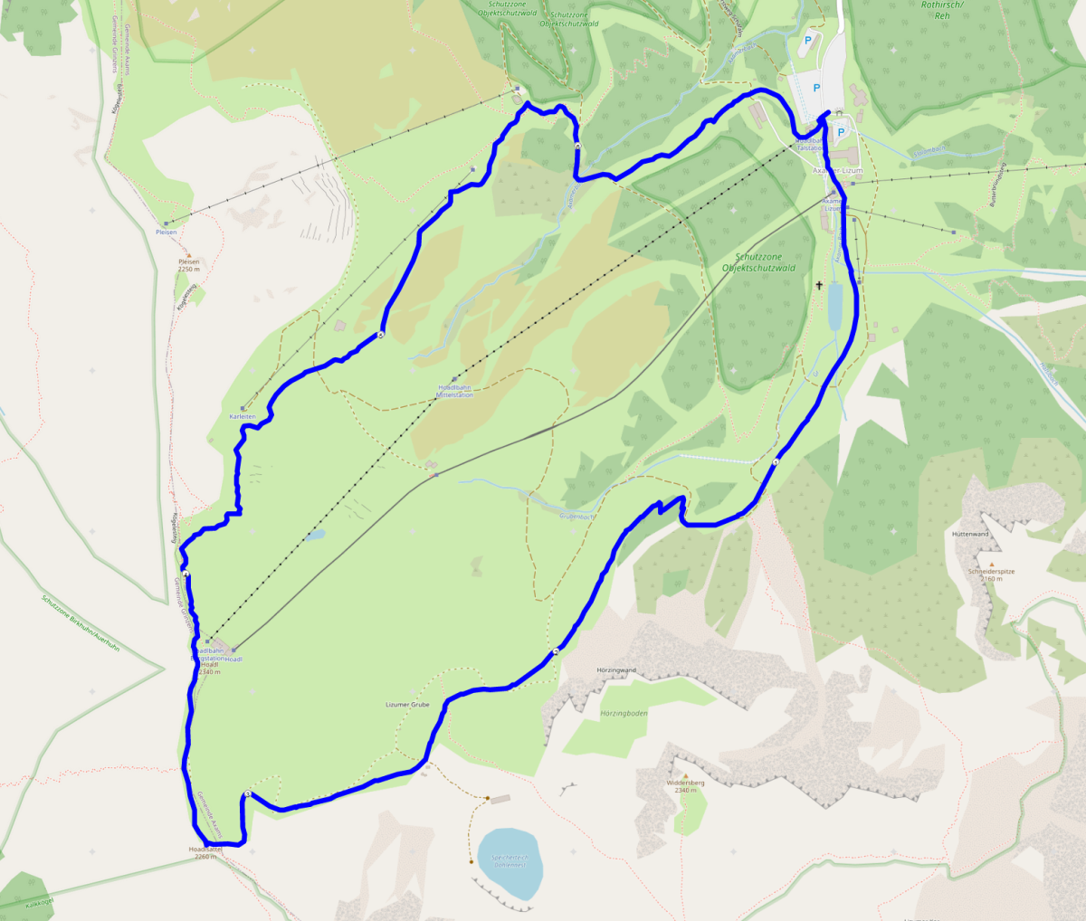 Hoadl Skitour Strecke