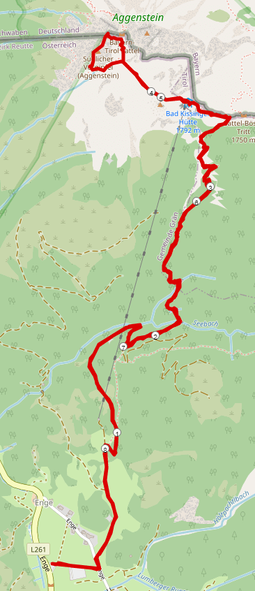 Karte Südwestkante Aggenstein