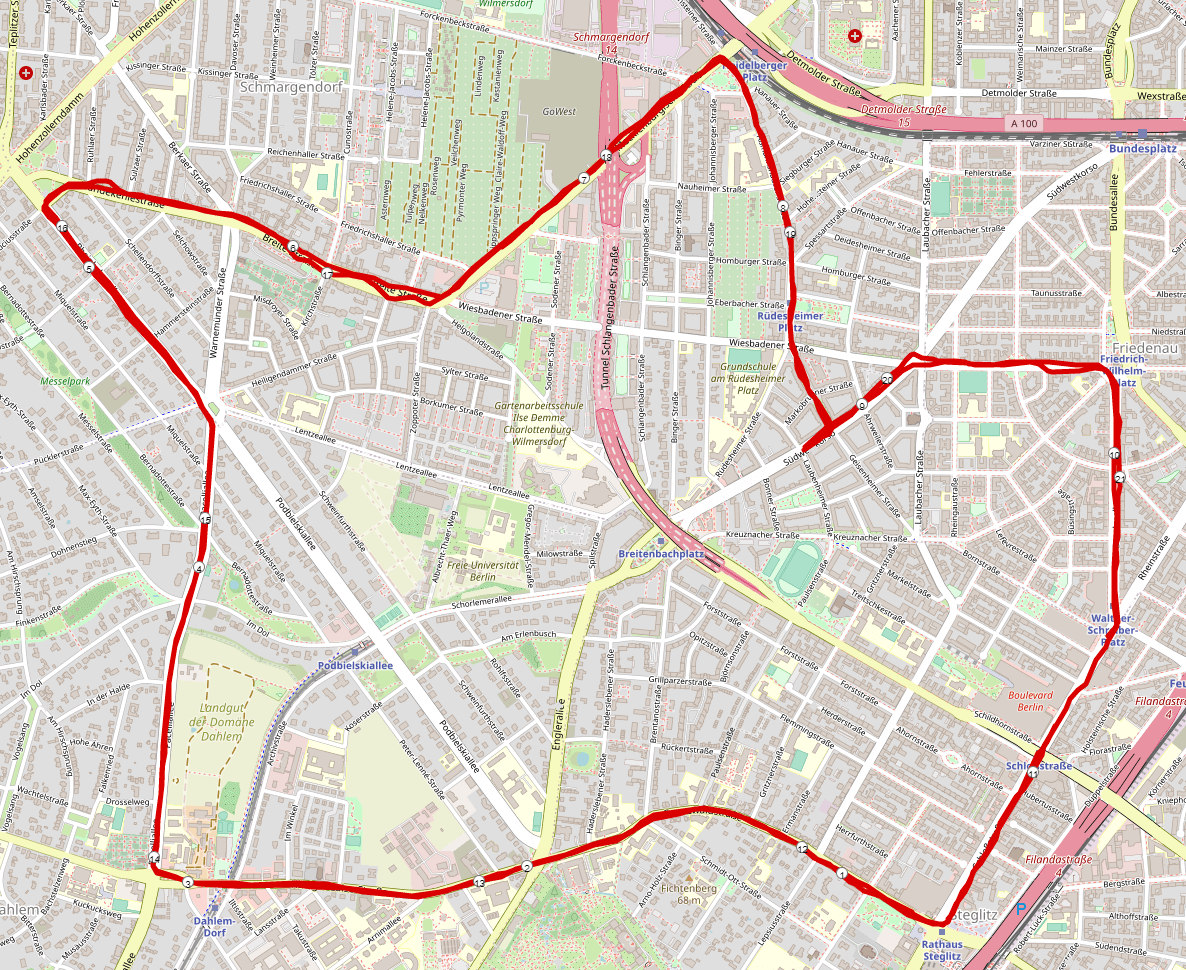 Berliner Straßenlauf Strecke