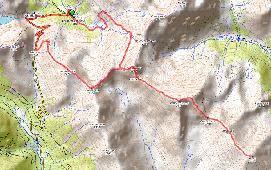 Strecke Wölzer Tauern: Hochstubofen - Rettlkirchspitze - Greim - Hochfeldspitz