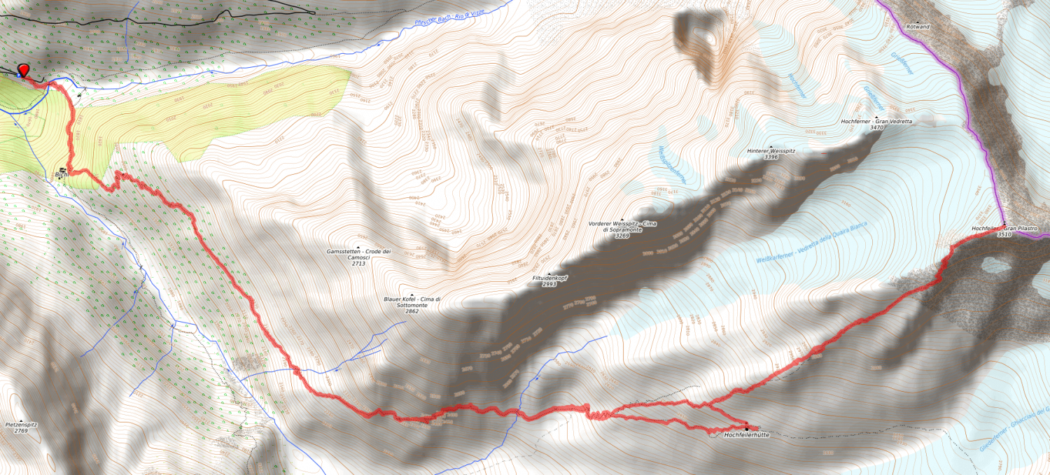 Route bzw. Strecke Hochfeiler