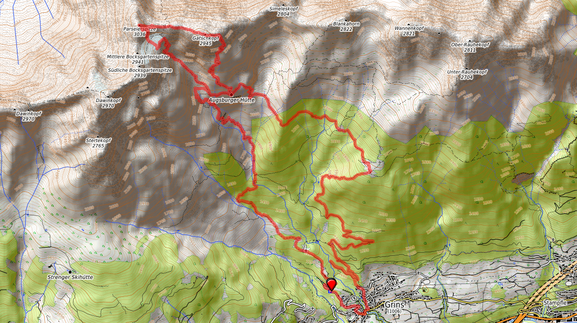 Route bzw. Strecke Parseierspitze