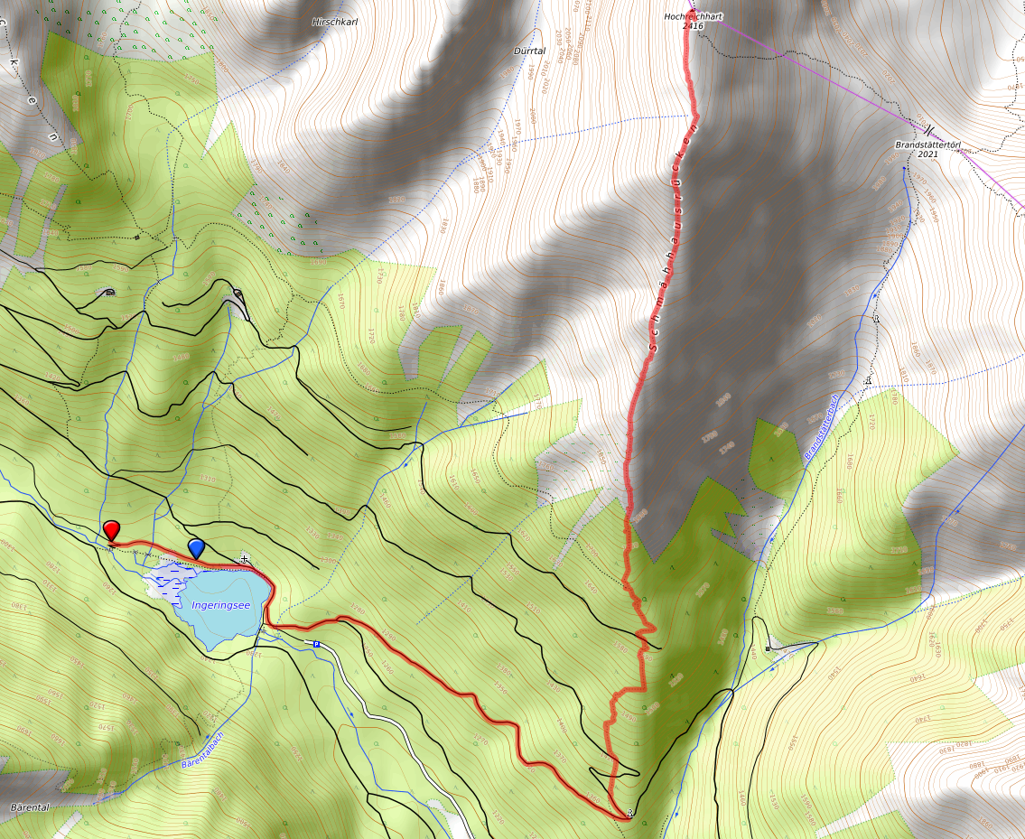 Hochreichhart Route bzw. Strecke