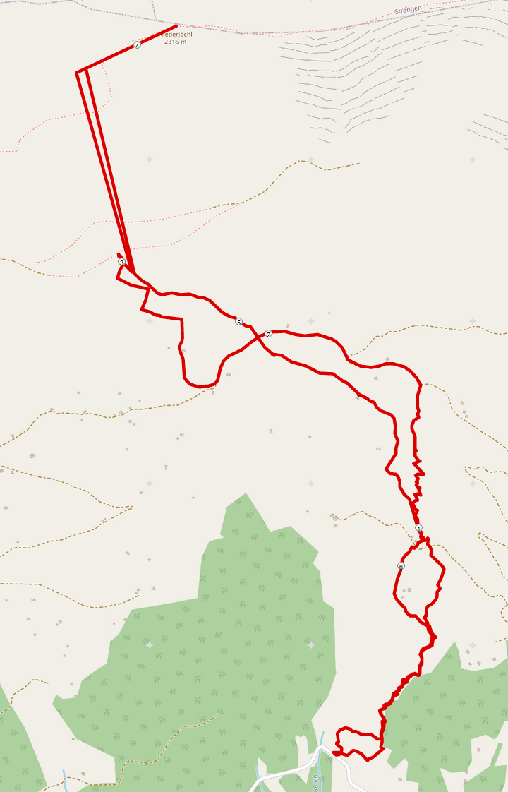 Strecke Niederjöchl Skitour