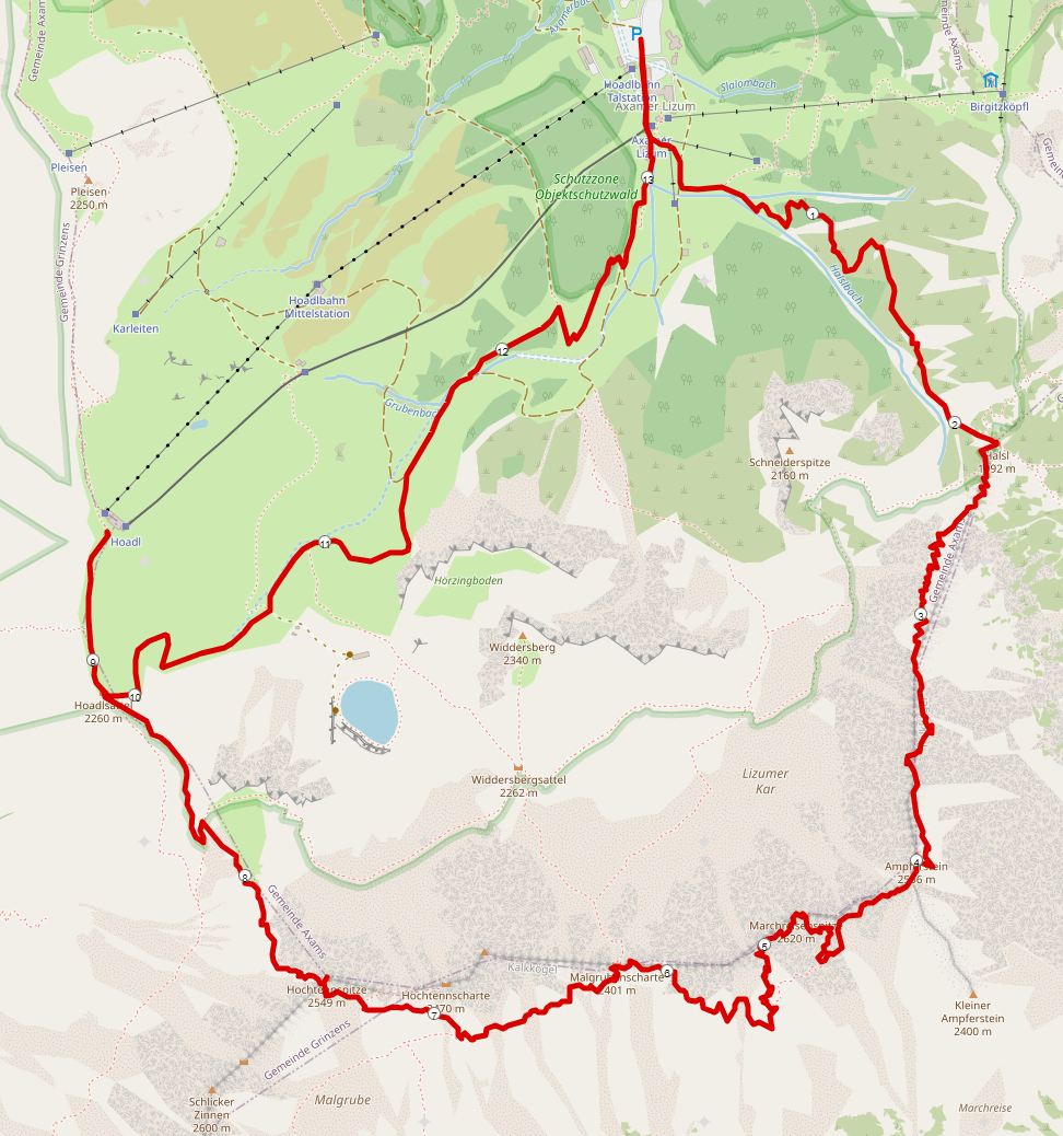 Strecke Lustige Bergler Steig