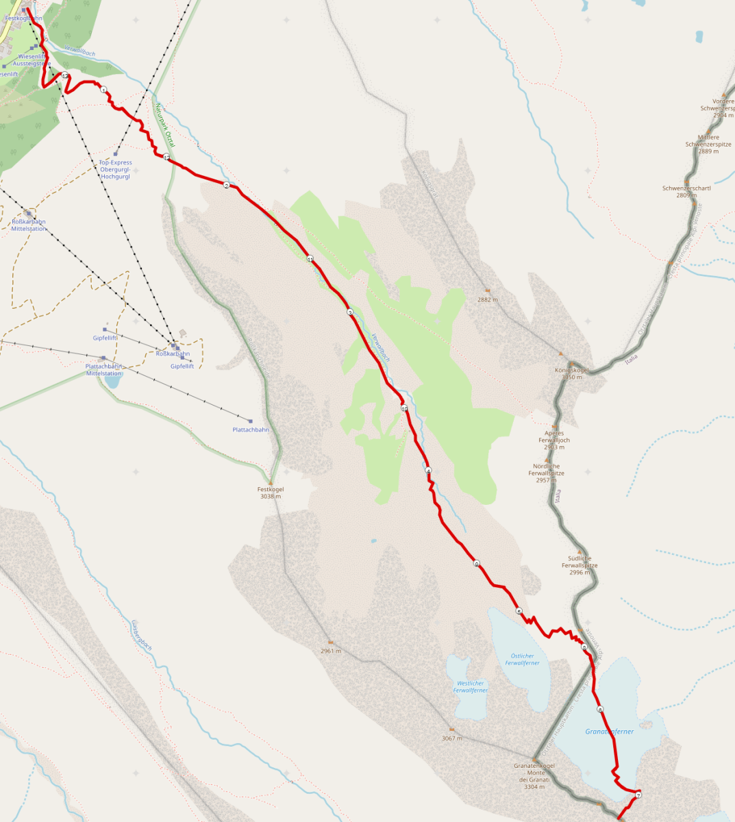 Essener Spitze Skitour Strecke