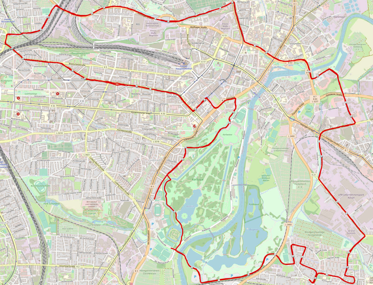 Streckenverlauf Kassel Marathon