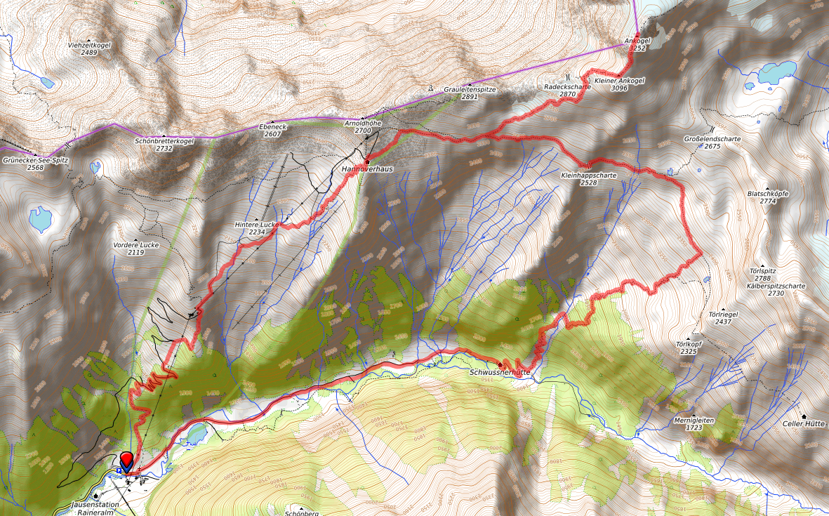 Route bzw. Strecke auf den Ankogel
