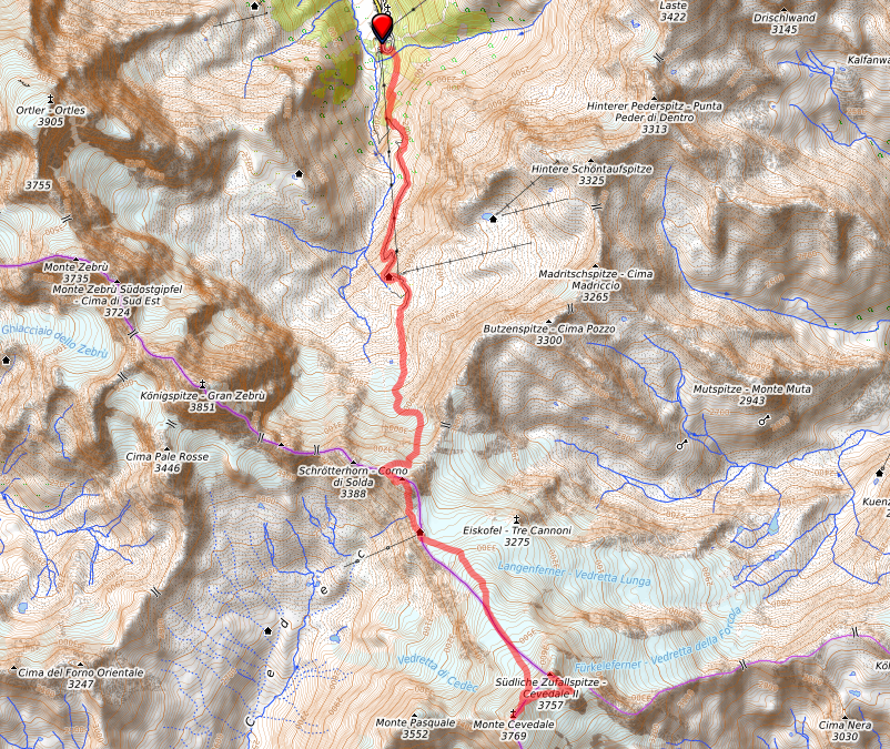 Route bzw. Strecke Monte Cevedale