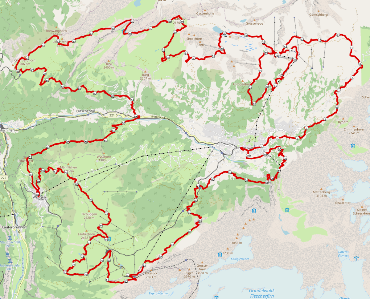 Strecke Eiger Ultra Trail E110