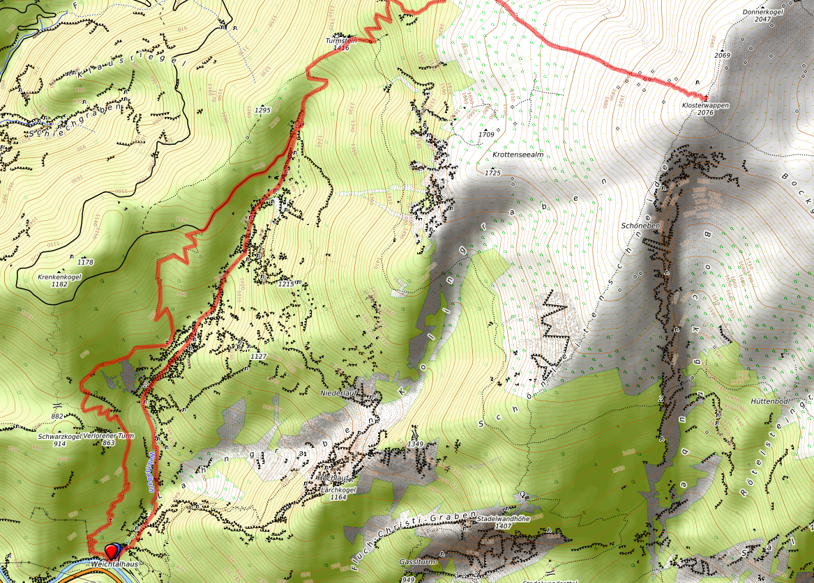 Route bzw. Strecke Schneeberg