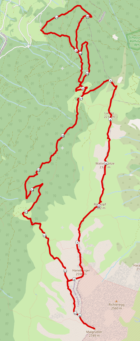 Strecke Haneburger Überschreitung mit Malgrübler