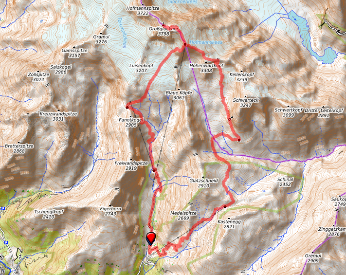 Route bzw. Strecke Großglockner