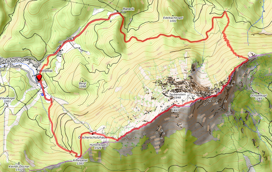 Route bzw. Strecke auf den Ötscher über den Rauhen Kamm