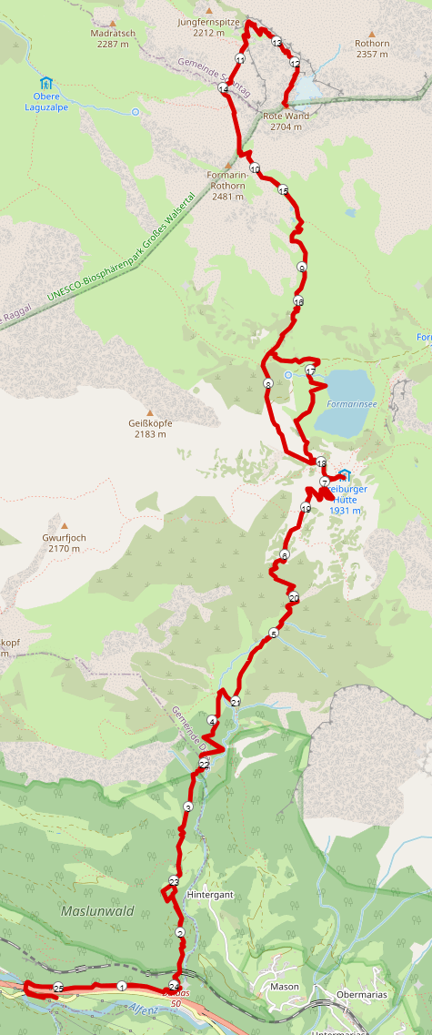 Strecke Rote Wand Wanderung (Vorarlberg)