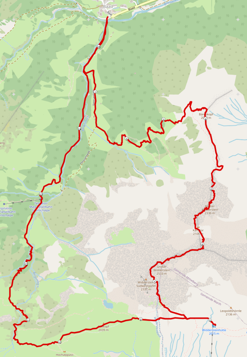 Strecke Widderstein Überschreitung