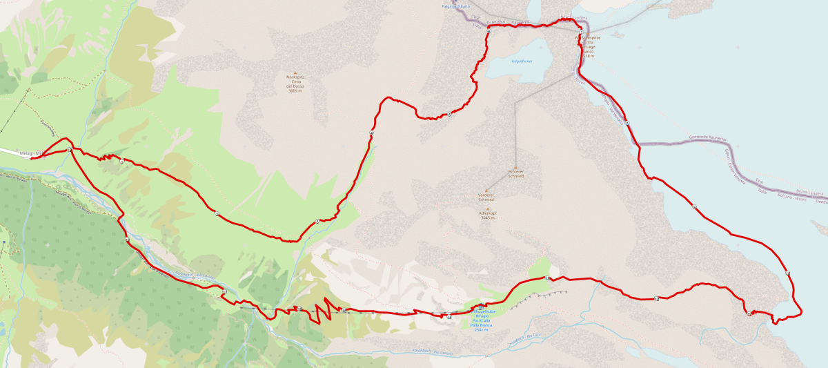 Strecke Weißseespitze Überschreitung von Melag mit Westgrat