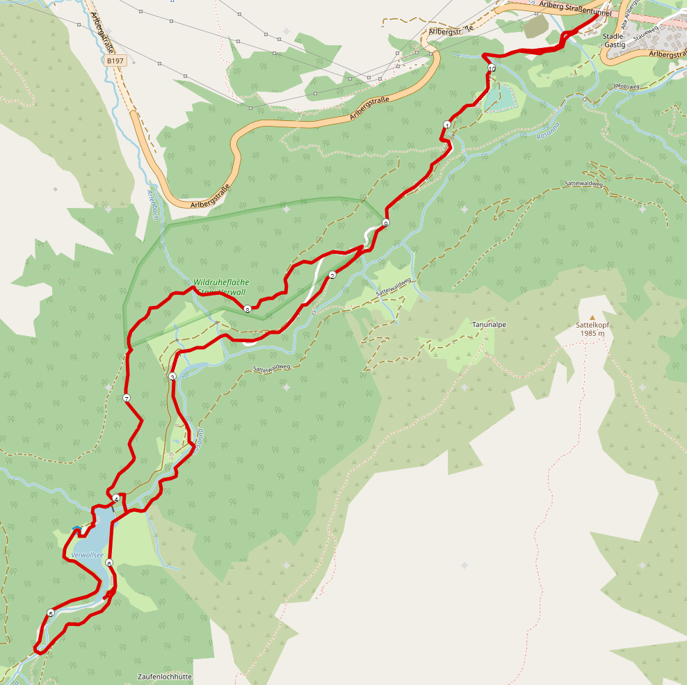 Strecke Verwallsee Wanderung