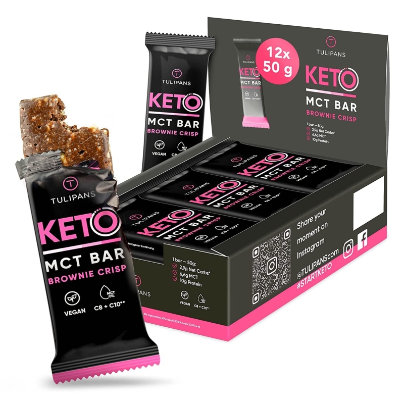 Tulipans MCT Keto Riegel, Foto: Hersteller / Amazon Tulipans MCT Keto Riegel, Foto: Hersteller / Amazon
