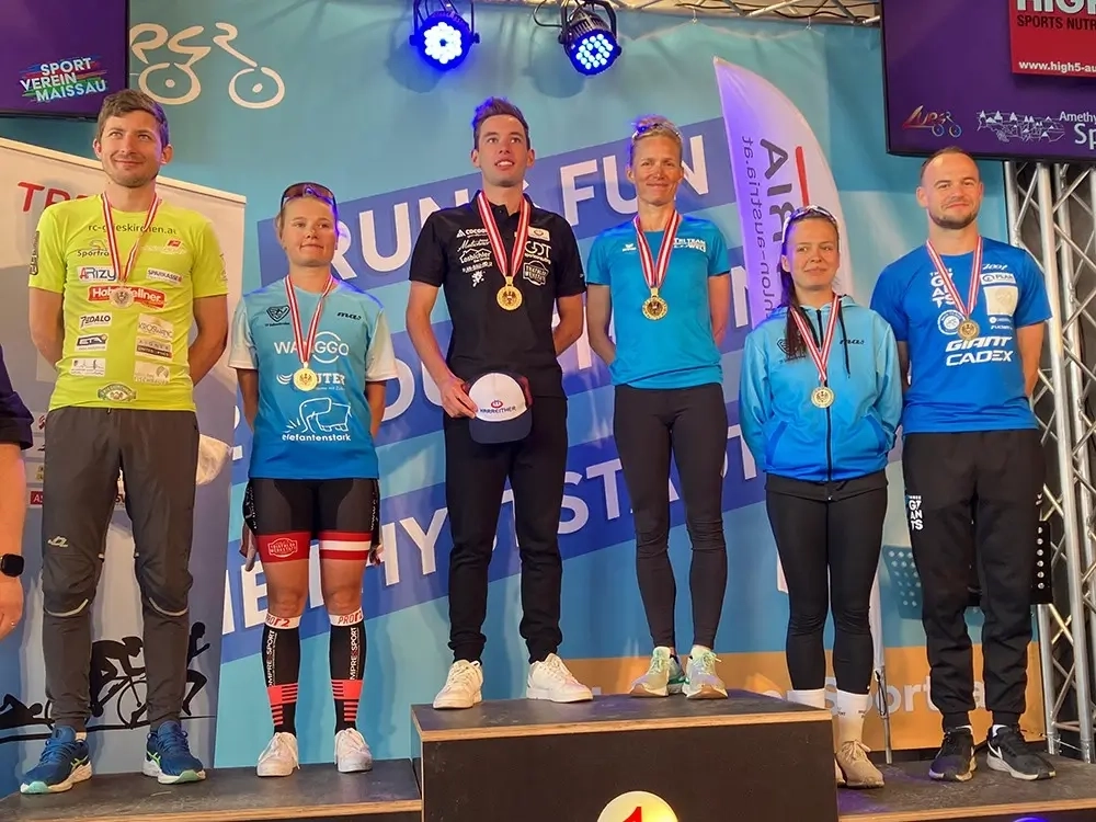 Maissauer 2/4 Duathlon: Podium Staatsmeisterschaftswertung Duathlon 2025 (Foto: © ÖTRV) Maissauer 2/4 Duathlon: Podium Staatsmeisterschaftswertung Duathlon 2025 (Foto: © ÖTRV)