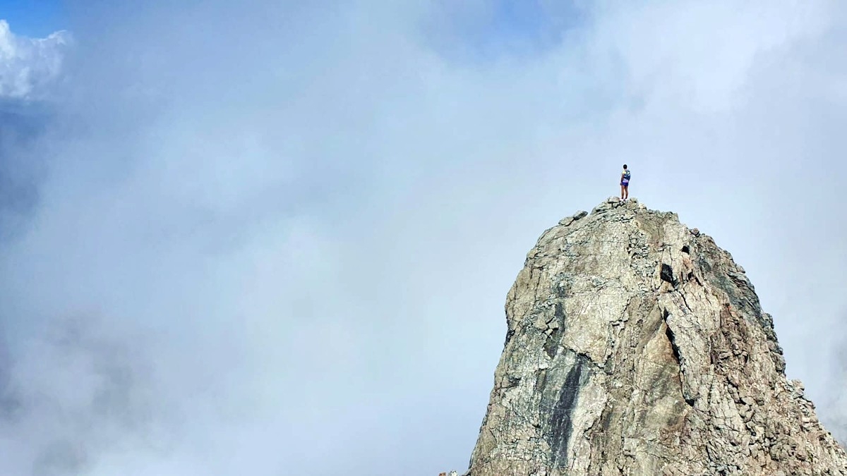 Hochfrottspitze-Überschreitung 46: Eingedeckt in Wolken. Hochfrottspitze-Überschreitung 46: Eingedeckt in Wolken.