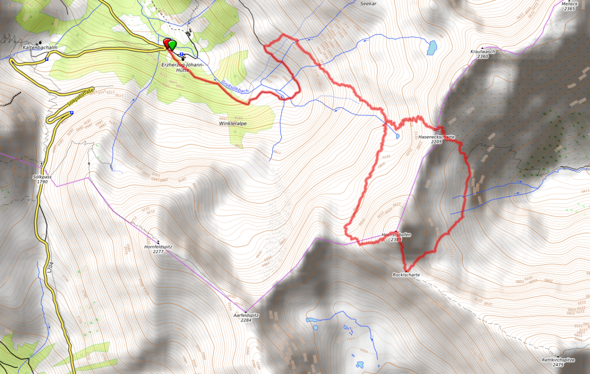 Karte Hochstubofen Normalweg vom Sölkpaß Karte Hochstubofen Normalweg vom Sölkpaß