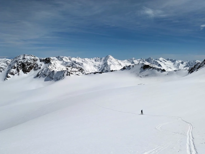 Skitour Schuchtkogel 25: Blick zurück beim Aufstieg vom Schlusshang.