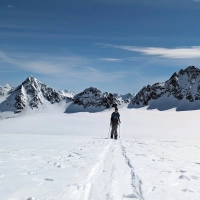 Skitour Schuchtkogel 14: Blick zurück auf den riesigen Gletscher.