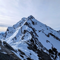 Skitour Schöntalspitze 21: Die Grubenwand. Bei etwas mehr Schnee möglicherweise auch eine interessante Aufstiegsvariante über das Gleirschtal.