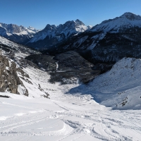 Skitour Tagweidkopf 09: Blick von der Fernpassrinne Richtung Fernpass.