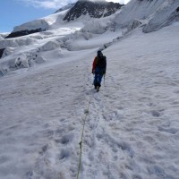 Biancograt 18: Abstieg über den Gletscher